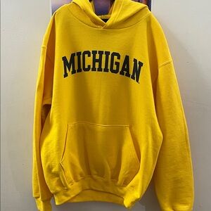 Champion Yellow Michigan Pullover Hoodie with Black Lettering